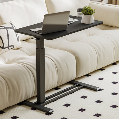 FunniHomi 28/32 Table de lit mobile à hauteur réglable avec roulettes, blanc/noir, pour ordinateur portable, pour lit et canapé
