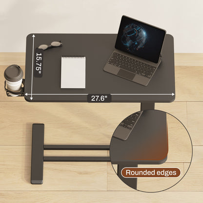 FunniHomi 28/32 Table de lit mobile à hauteur réglable avec roulettes, blanc/noir, pour ordinateur portable, pour lit et canapé
