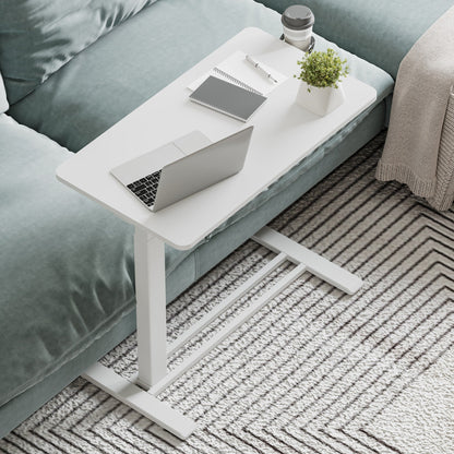 FunniHomi 28/32 Table de lit mobile à hauteur réglable avec roulettes, blanc/noir, pour ordinateur portable, pour lit et canapé