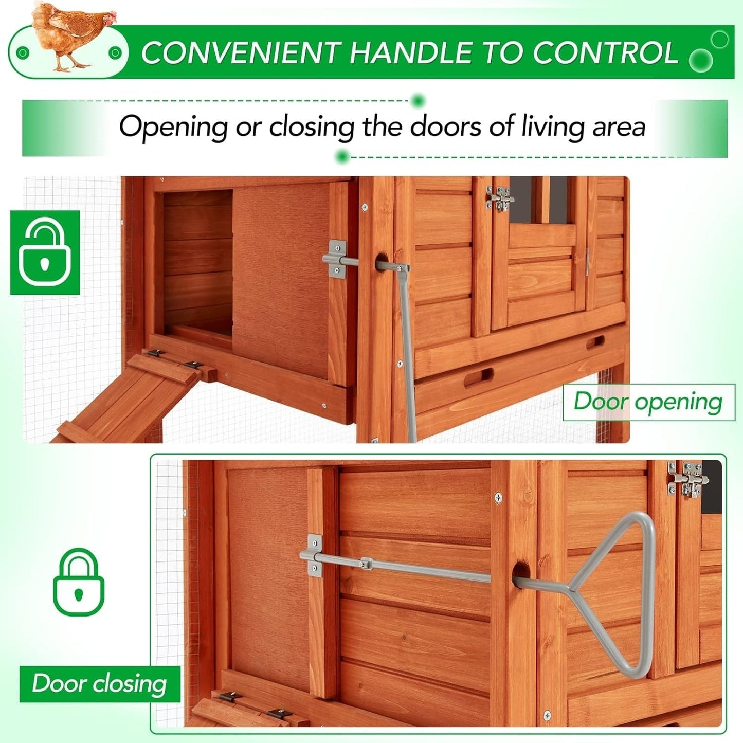 AECOJOY 144'' Grand Poulailler avec Enclos Clapier en Bois Cage à Volaille Maison