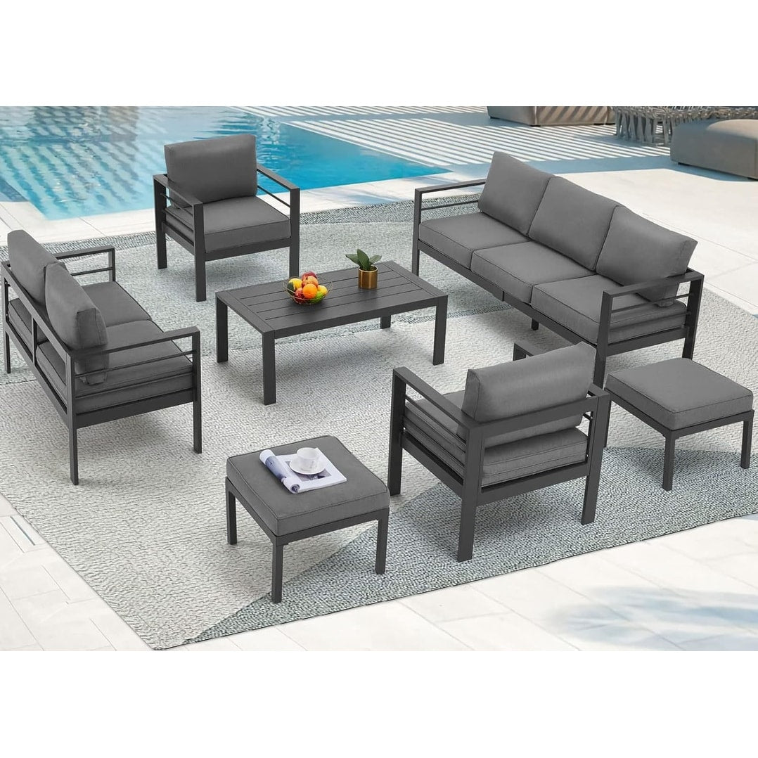 Ensemble de meubles de patio en aluminium AECOJOY 7 pièces, ensemble de conversation extérieur