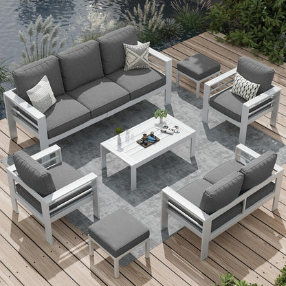 Ensemble de meubles de patio en aluminium AECOJOY 7 pièces, ensemble de conversation extérieur