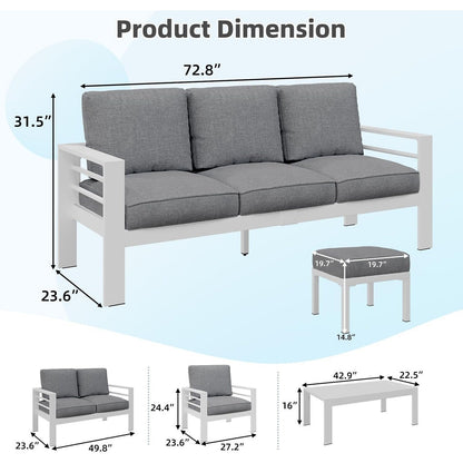 Ensemble de meubles de patio en aluminium AECOJOY 7 pièces, ensemble de conversation extérieur