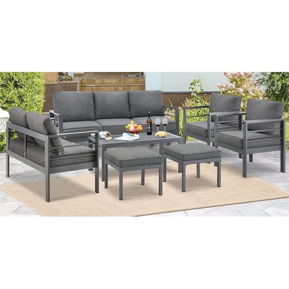 Ensemble de meubles de patio en aluminium AECOJOY 7 pièces, ensemble de conversation extérieur