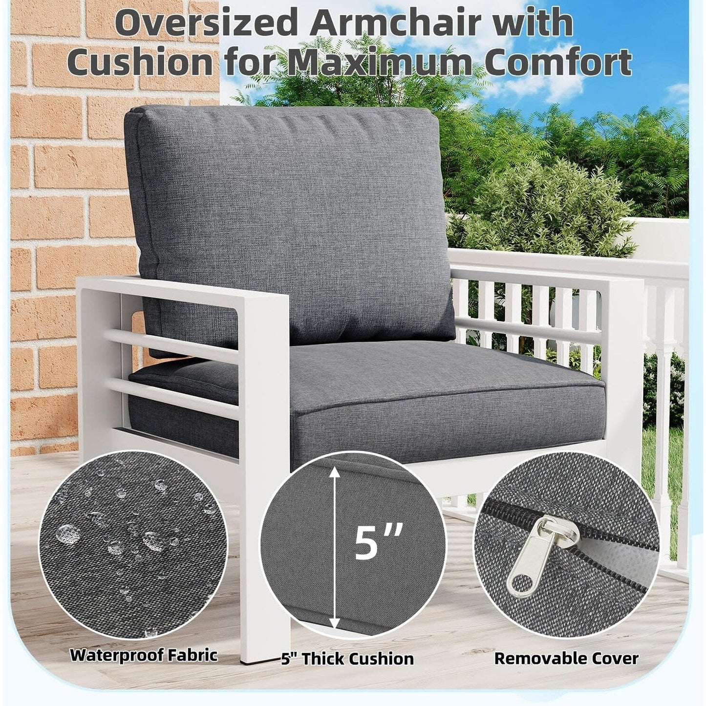 Ensemble de meubles de patio en aluminium AECOJOY 7 pièces, ensemble de conversation extérieur