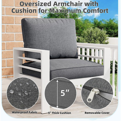 Ensemble de meubles de patio en aluminium AECOJOY 7 pièces, ensemble de conversation extérieur