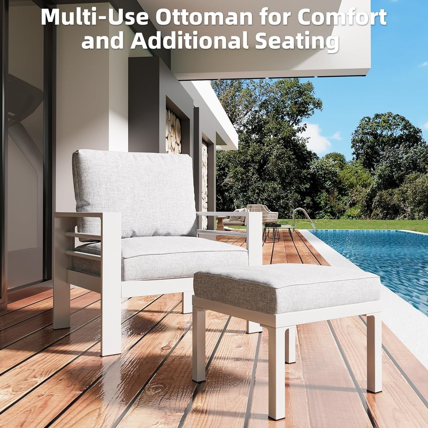 Ensemble de meubles de patio en aluminium AECOJOY 7 pièces, ensemble de conversation extérieur