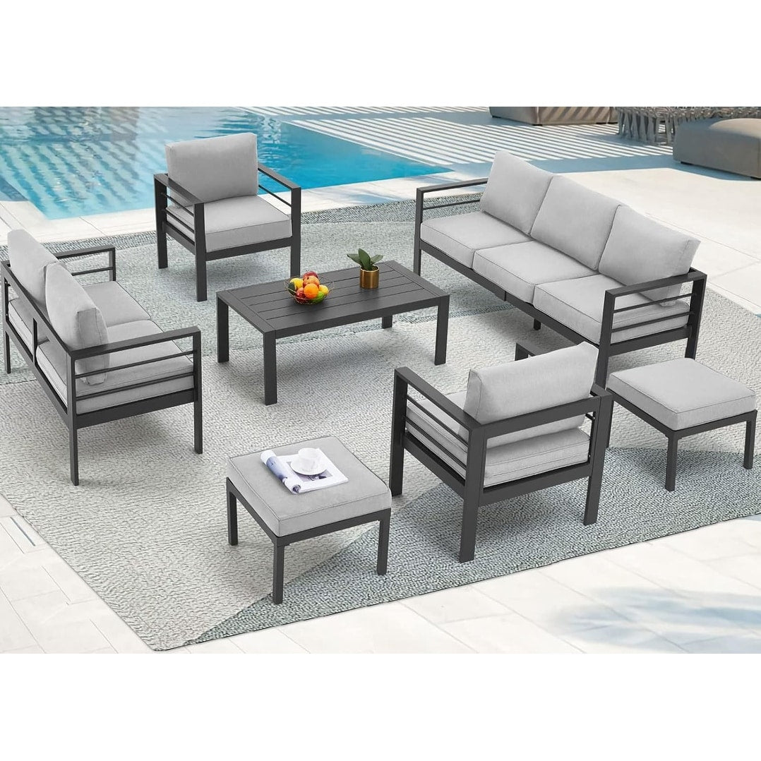 Ensemble de meubles de patio en aluminium AECOJOY 7 pièces, ensemble de conversation extérieur
