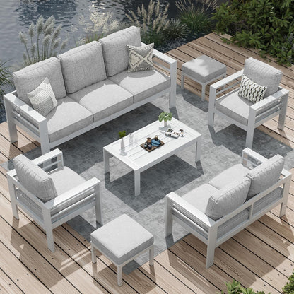 Ensemble de meubles de patio en aluminium AECOJOY 7 pièces, ensemble de conversation extérieur