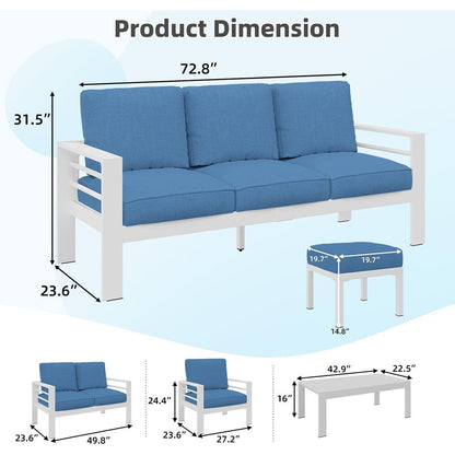Ensemble de meubles de patio en aluminium AECOJOY 7 pièces, ensemble de conversation extérieur