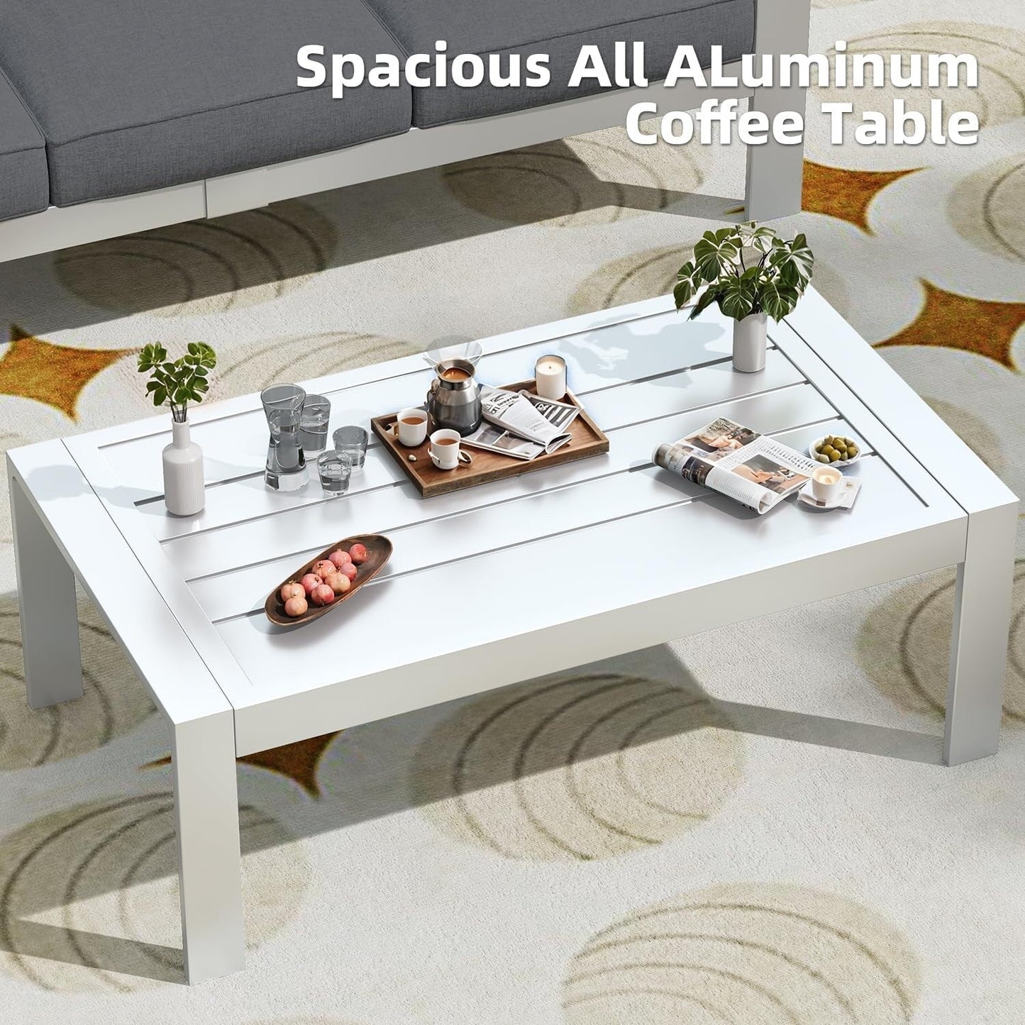 Ensemble de meubles de patio en aluminium AECOJOY 7 pièces, ensemble de conversation extérieur