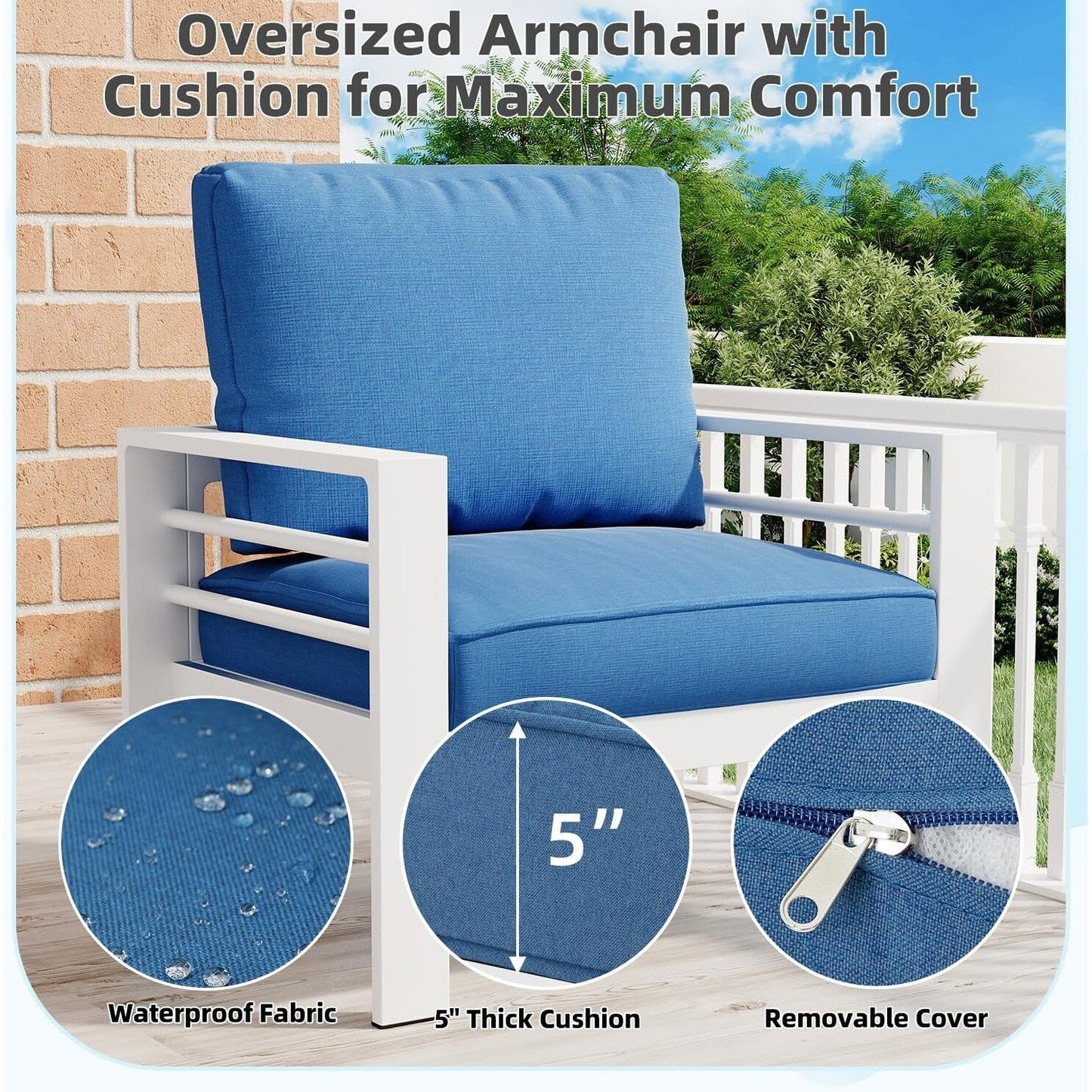 Ensemble de meubles de patio en aluminium AECOJOY 7 pièces, ensemble de conversation extérieur