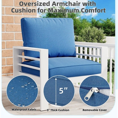 Ensemble de meubles de patio en aluminium AECOJOY 7 pièces, ensemble de conversation extérieur