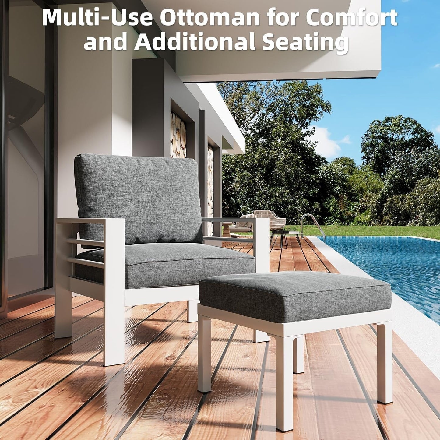 Ensemble de meubles de patio en aluminium AECOJOY 7 pièces, ensemble de conversation extérieur