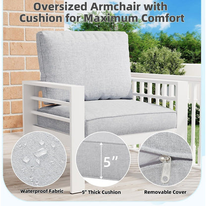 Ensemble de meubles de patio en aluminium AECOJOY 7 pièces, ensemble de conversation extérieur