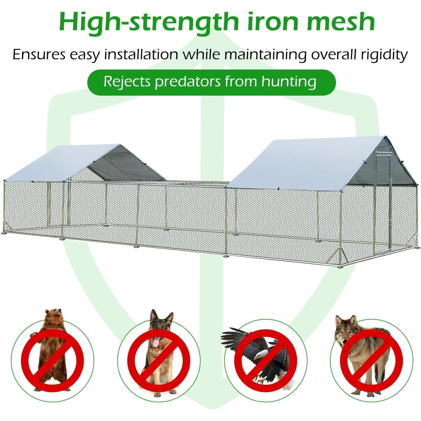 AECOJOY Grand poulailler en métal avec cage à poulets en métal