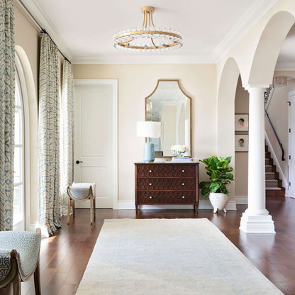 Plafonnier semi-encastré Elvira à 8 lumières en cristal, forme roue de chariot