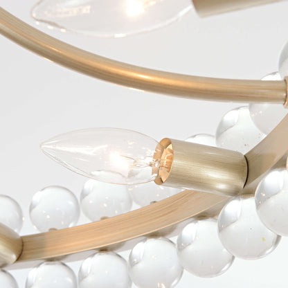 Plafonnier semi-encastré Elvira à 8 lumières en cristal, forme roue de chariot