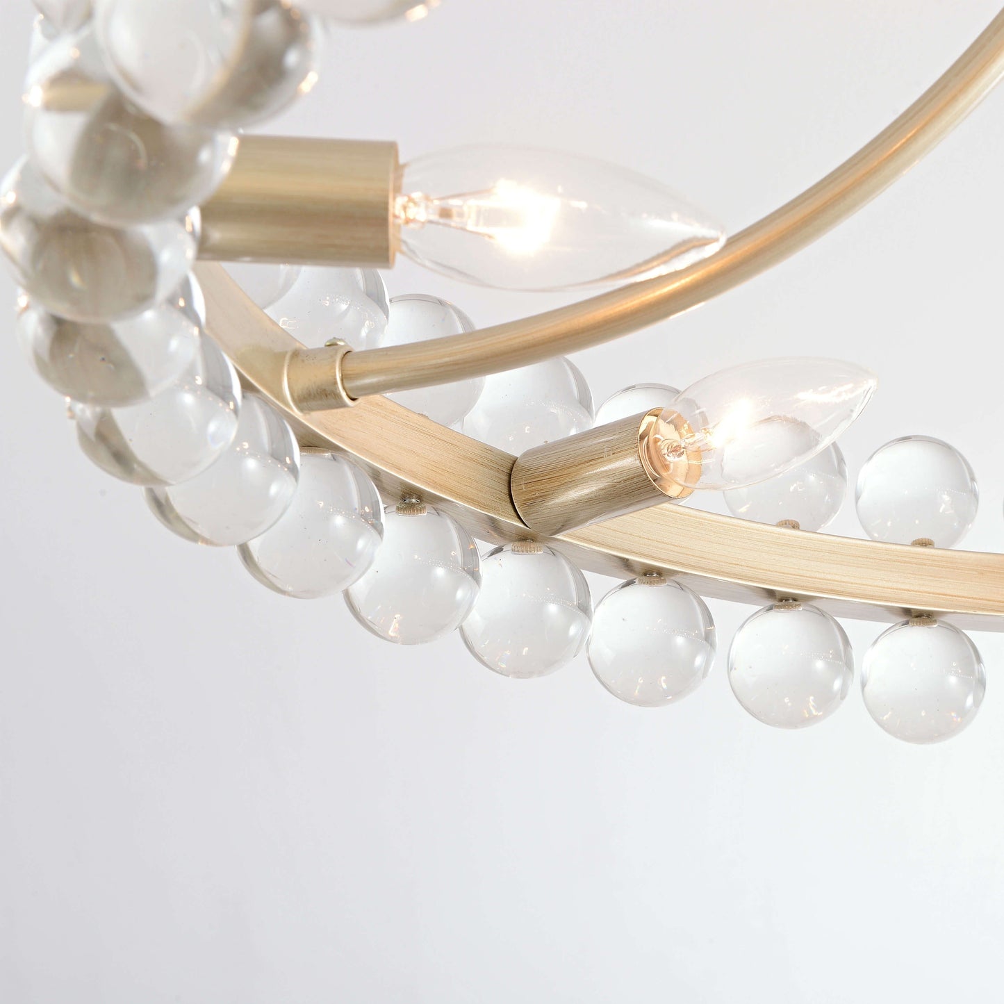 Plafonnier semi-encastré Elvira à 8 lumières en cristal, forme roue de chariot