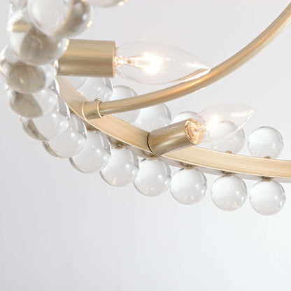 Plafonnier semi-encastré Elvira à 8 lumières en cristal, forme roue de chariot