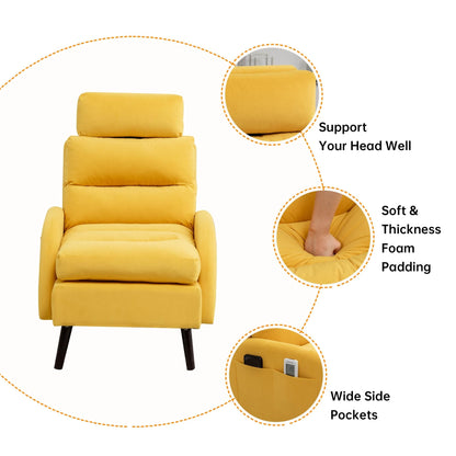 Fauteuil d'appoint HOMYKA avec dossier réglable et pouf de rangement