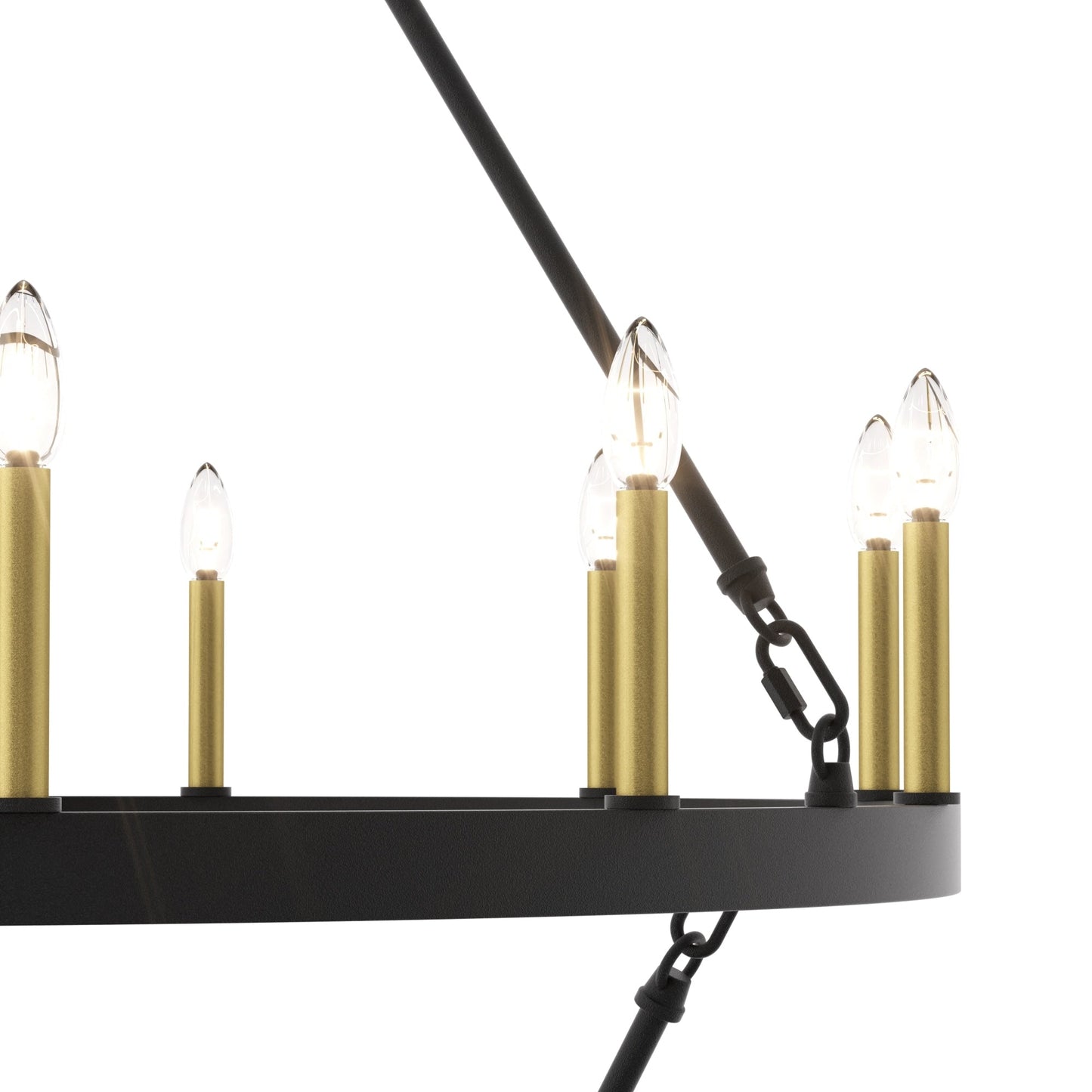 Lustre rond en forme de roue de chariot de style ferme moderne Acroma à 20 lumières de 40 po avec certification UL