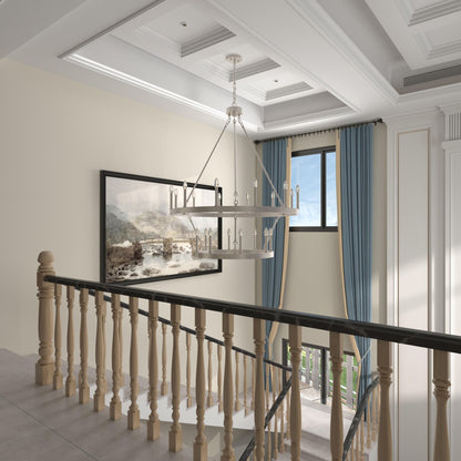 Lustre rond en forme de roue de chariot de style ferme moderne Acroma à 20 lumières de 40 po avec certification UL