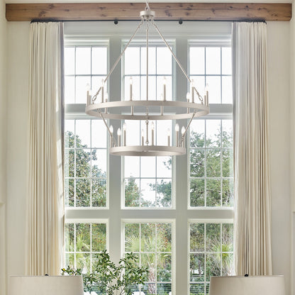 Lustre rond en forme de roue de chariot de style ferme moderne Acroma à 20 lumières de 40 po avec certification UL