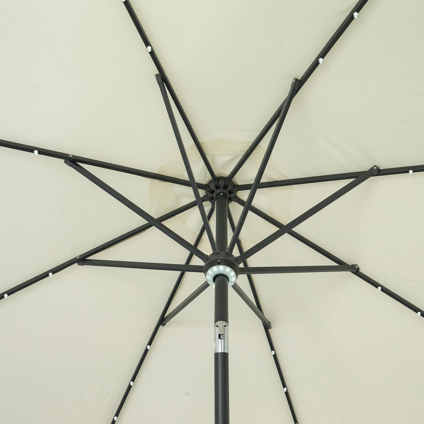Parasol de terrasse Ainfox de 10 pieds avec lumières, parasol solaire d'extérieur sans base