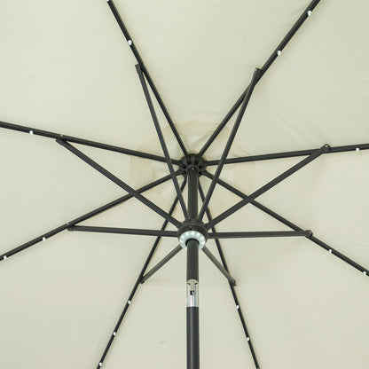 Parasol de terrasse Ainfox de 10 pieds avec lumières, parasol solaire d'extérieur sans base