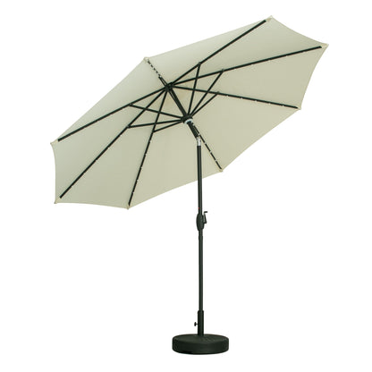 Parasol de terrasse Ainfox de 10 pieds avec lumières, parasol solaire d'extérieur sans base