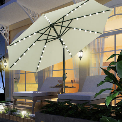 Parasol de terrasse Ainfox de 10 pieds avec lumières, parasol solaire d'extérieur sans base
