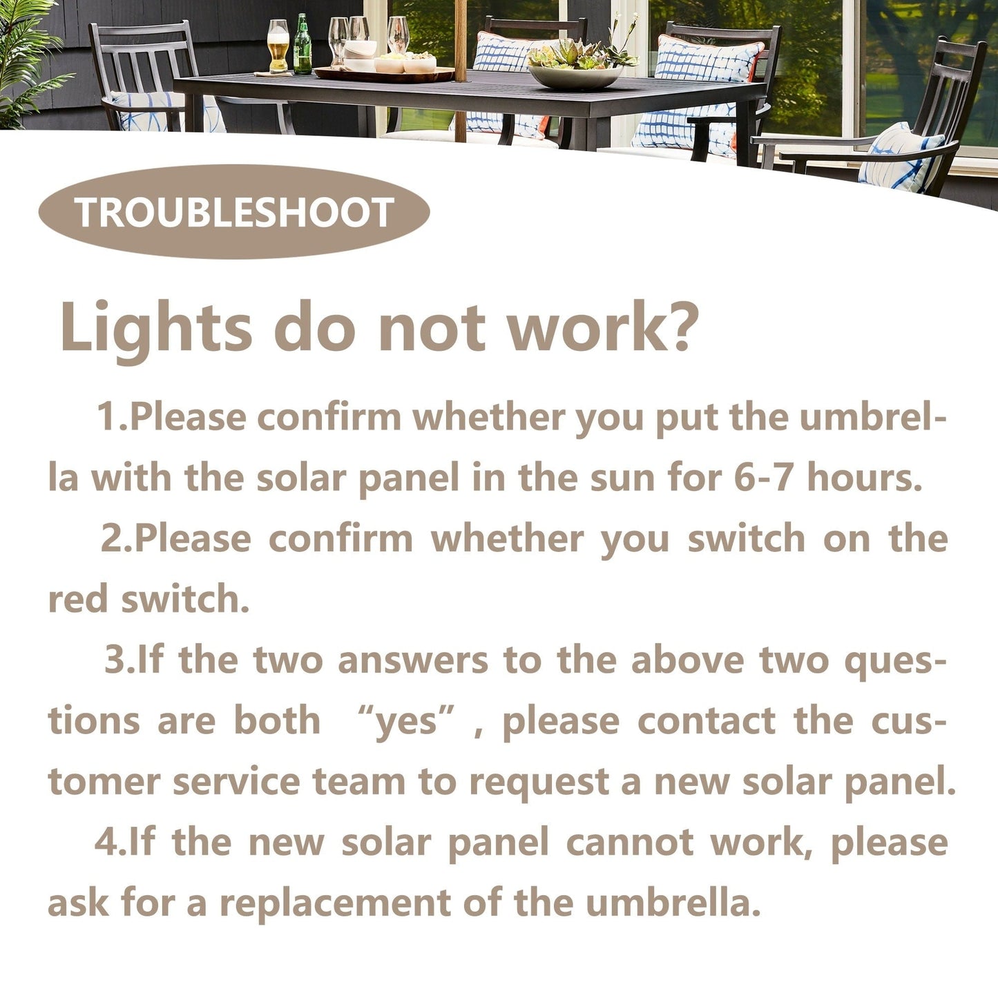 Parasol de terrasse Ainfox de 10 pieds avec lumières, parasol solaire d'extérieur sans base