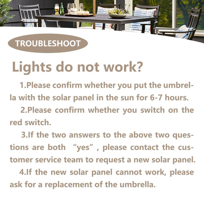 Parasol de terrasse Ainfox de 10 pieds avec lumières, parasol solaire d'extérieur sans base