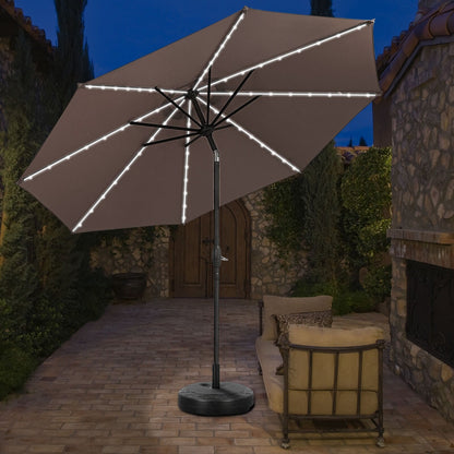 Parasol de terrasse Ainfox de 10 pieds avec lumières, parasol solaire d'extérieur sans base