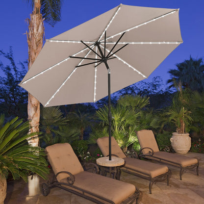 Parasol de terrasse Ainfox de 10 pieds avec lumières, parasol solaire d'extérieur sans base