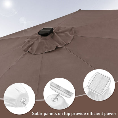Parasol de terrasse Ainfox de 10 pieds avec lumières, parasol solaire d'extérieur sans base