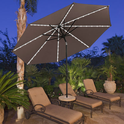 Parasol de terrasse Ainfox de 10 pieds avec lumières, parasol solaire d'extérieur sans base