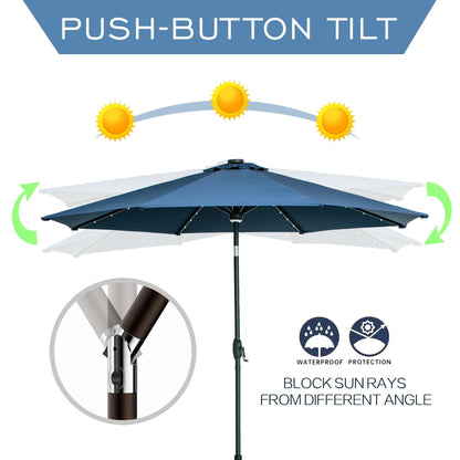Parasol de terrasse Ainfox de 10 pieds avec lumières, parasol solaire d'extérieur sans base