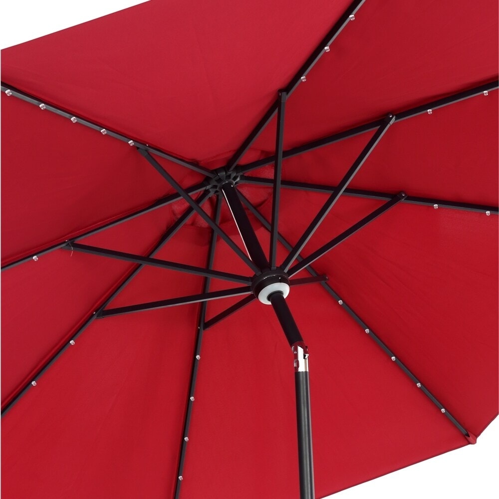 Parasol de terrasse Ainfox de 10 pieds avec lumières, parasol solaire d'extérieur sans base
