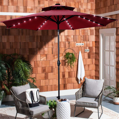 Parasol de terrasse Ainfox de 10 pieds avec lumières, parasol solaire d'extérieur sans base