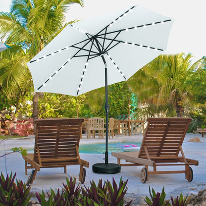 Parasol de terrasse Ainfox de 10 pieds avec lumières, parasol solaire d'extérieur sans base
