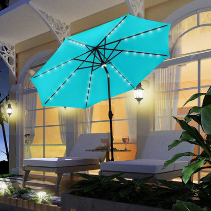 Parasol de terrasse Ainfox de 10 pieds avec lumières, parasol solaire d'extérieur sans base