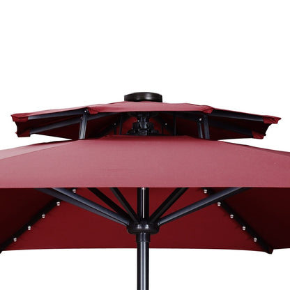 Parasol de terrasse Ainfox de 10 pieds avec lumières, parasol solaire d'extérieur sans base