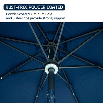 Parasol de terrasse Ainfox de 10 pieds avec lumières, parasol solaire d'extérieur sans base