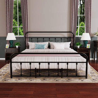 Cadre de lit plateforme en métal vintage simple Alazyhome, montage facile