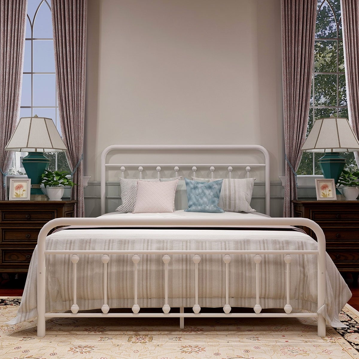 Cadre de lit plateforme en métal vintage simple Alazyhome, montage facile