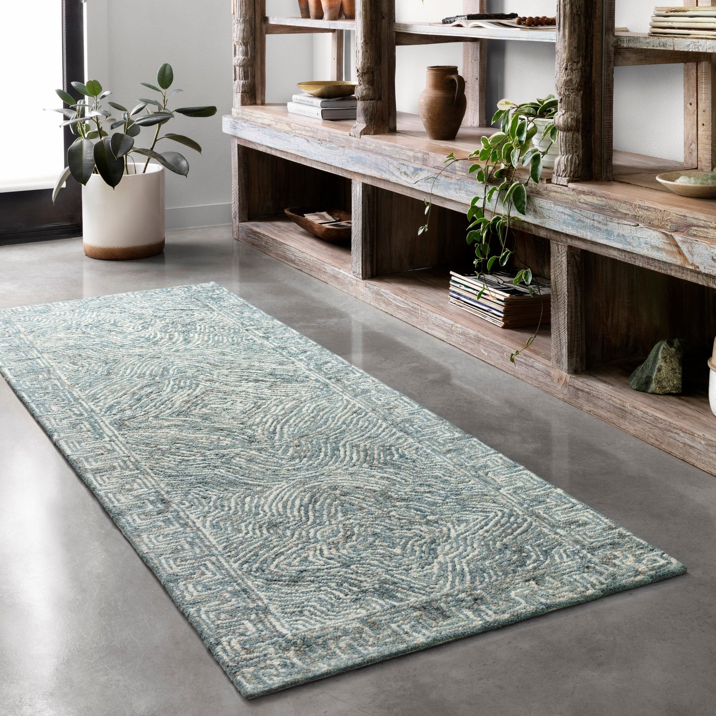 Tapis contemporain Alexander Home Aspen Denim Wool tufté à la main