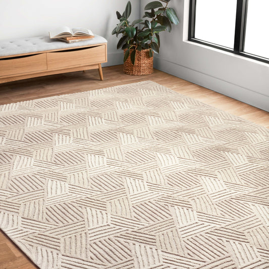 Tapis Alexander Home Kanarra en laine moderne géométrique tufté à la main