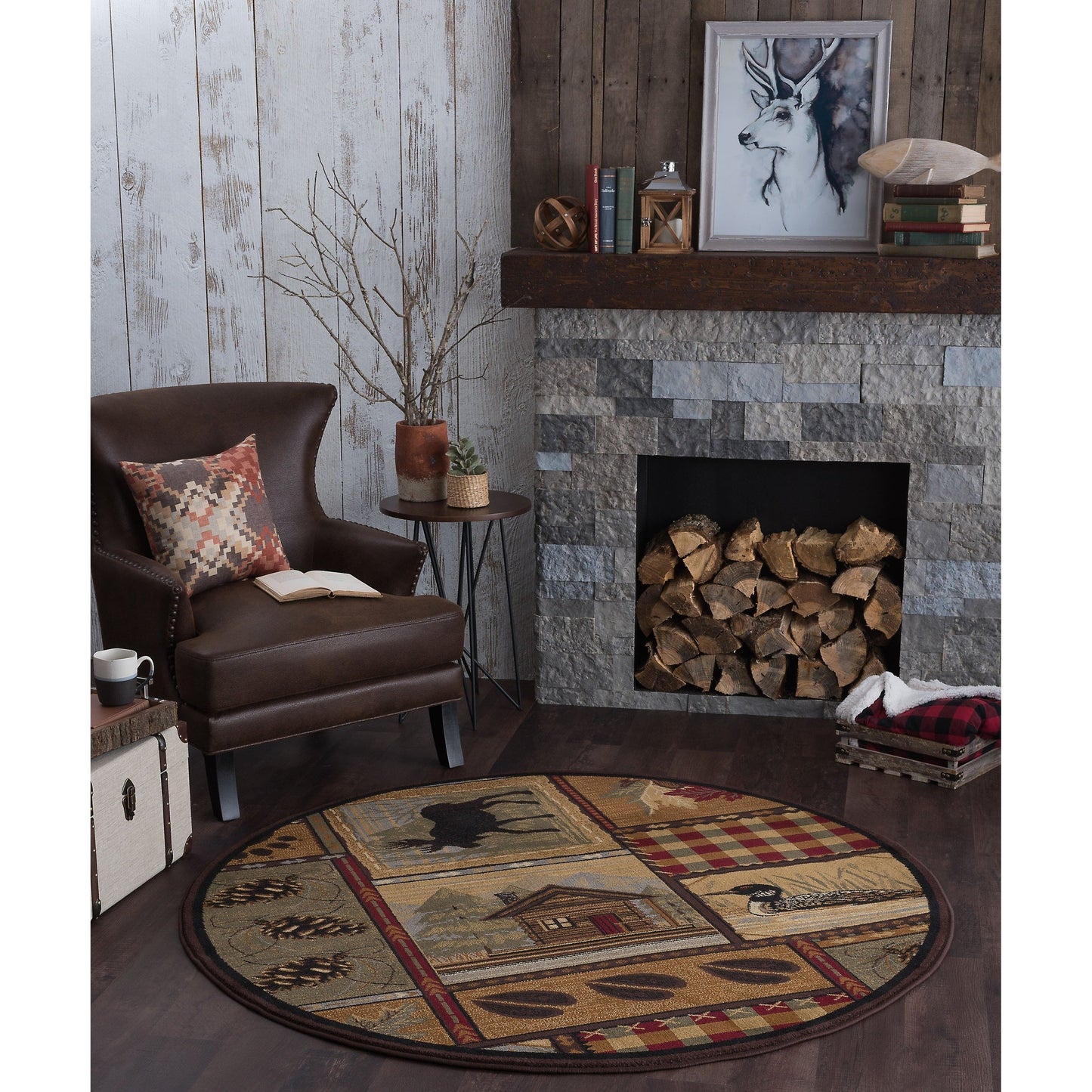 Tapis et descentes de lit - Tapis style chalet/ferme pour salon, chambre, salle à manger, cuisine - 60 x 90 cm / 90 x 240 cm / 150 x 210 cm / 240 x 300 cm / 270 x 360 cm / Rond